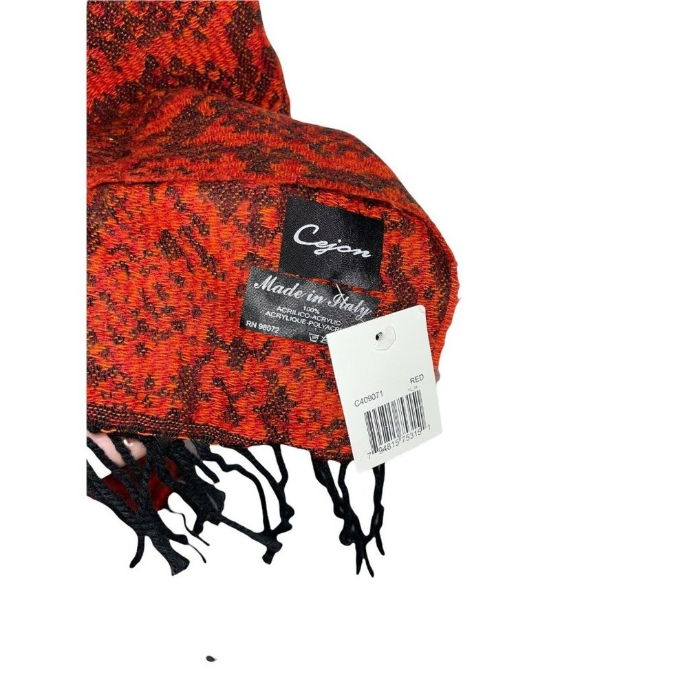 Cejon Italian Acrylic Red Python Print Scarf - Picture 10 of 10